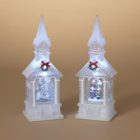 Church Lighted Spinning Water Globe