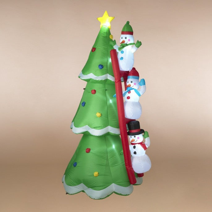 8" Lighted Inflatable Snowmen Climbing Tree