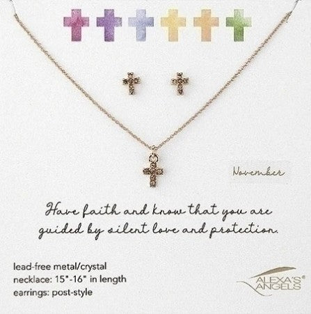 Alexa's Angels Birthstone Jewelry - Necklace and Earring Set
