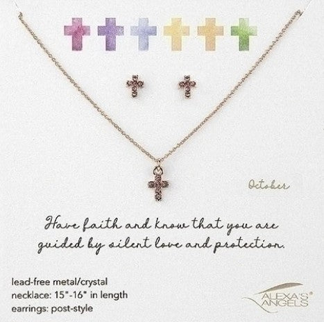 Alexa's Angels Birthstone Jewelry - Necklace and Earring Set