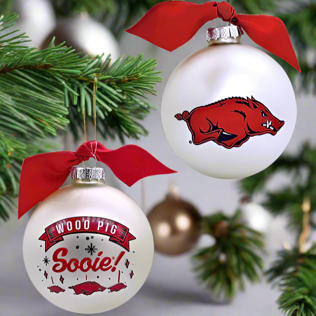 Arkansas Logo Glass Ball Ornament