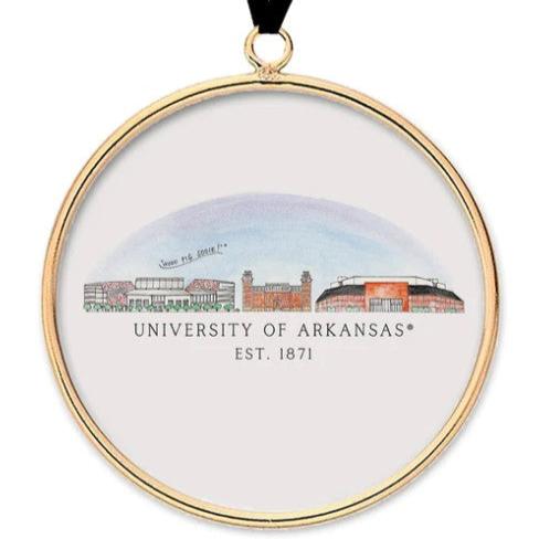 Arkansas Skyline Brass & Glass Ornament
