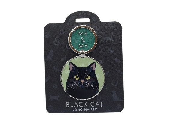Black cat keychain on a branded card with 'Me & My' logo