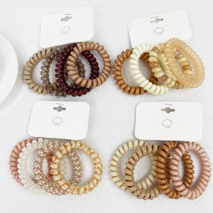 Brown Shades Spiral Hair Ties 4 Piece Set