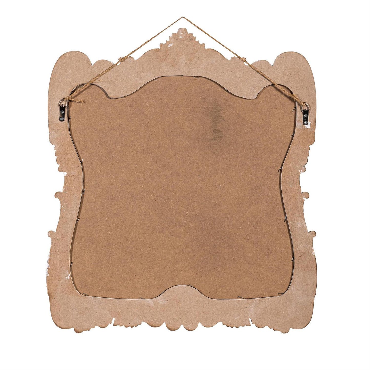 Back of chicken wall art showing hooks on a white background.