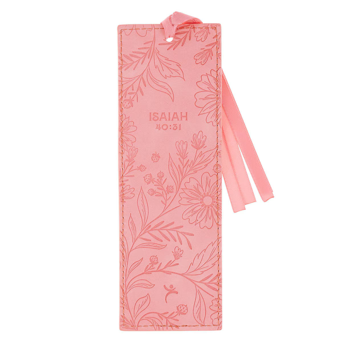 Trust Coral Floral Faux Leather Bookmark Isaiah 40:31