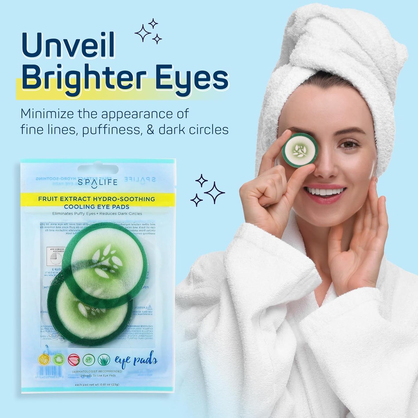 SpaLife Cucumber Cooling Eye Pads - 12 Pack