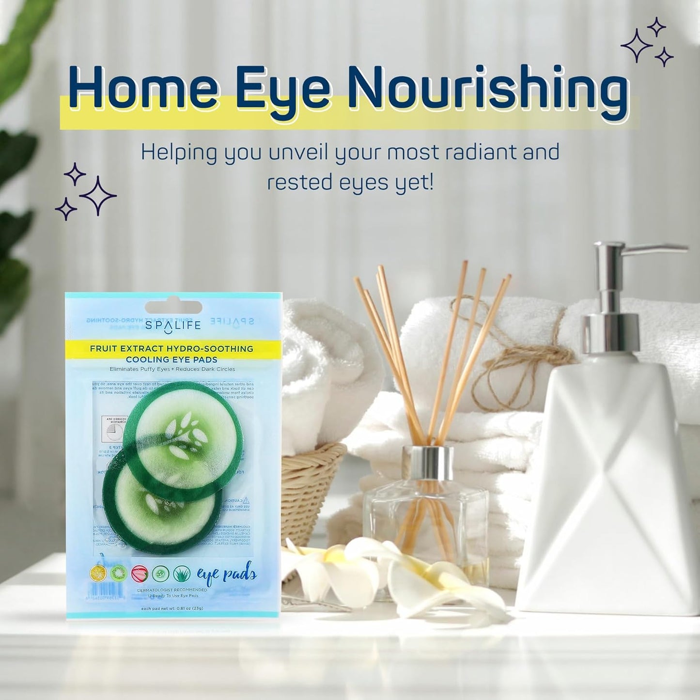 SpaLife Cucumber Cooling Eye Pads - 12 Pack