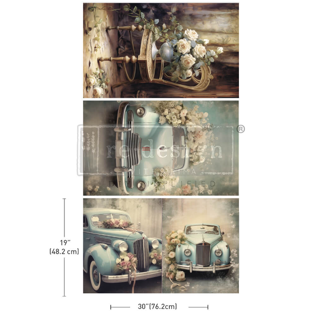 Redesign Decoupage Tissue Paper Pack - Retro Rose Ride