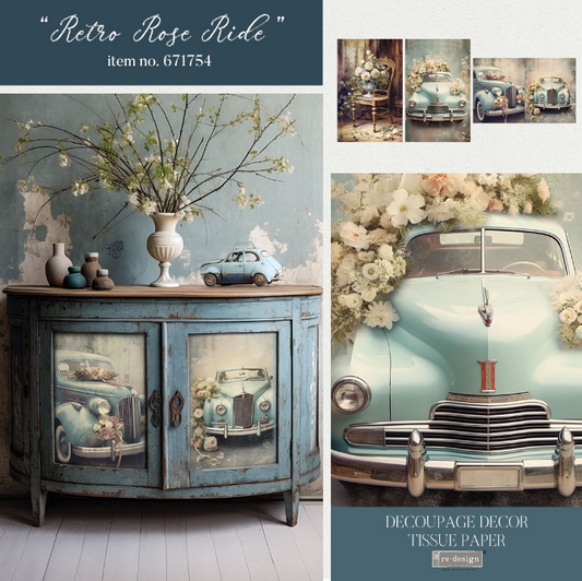 Redesign Decoupage Tissue Paper Pack - Retro Rose Ride