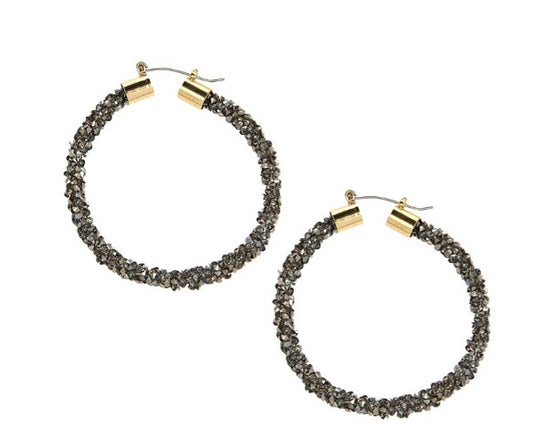 Glittered Rhinestone Hoop Earrings