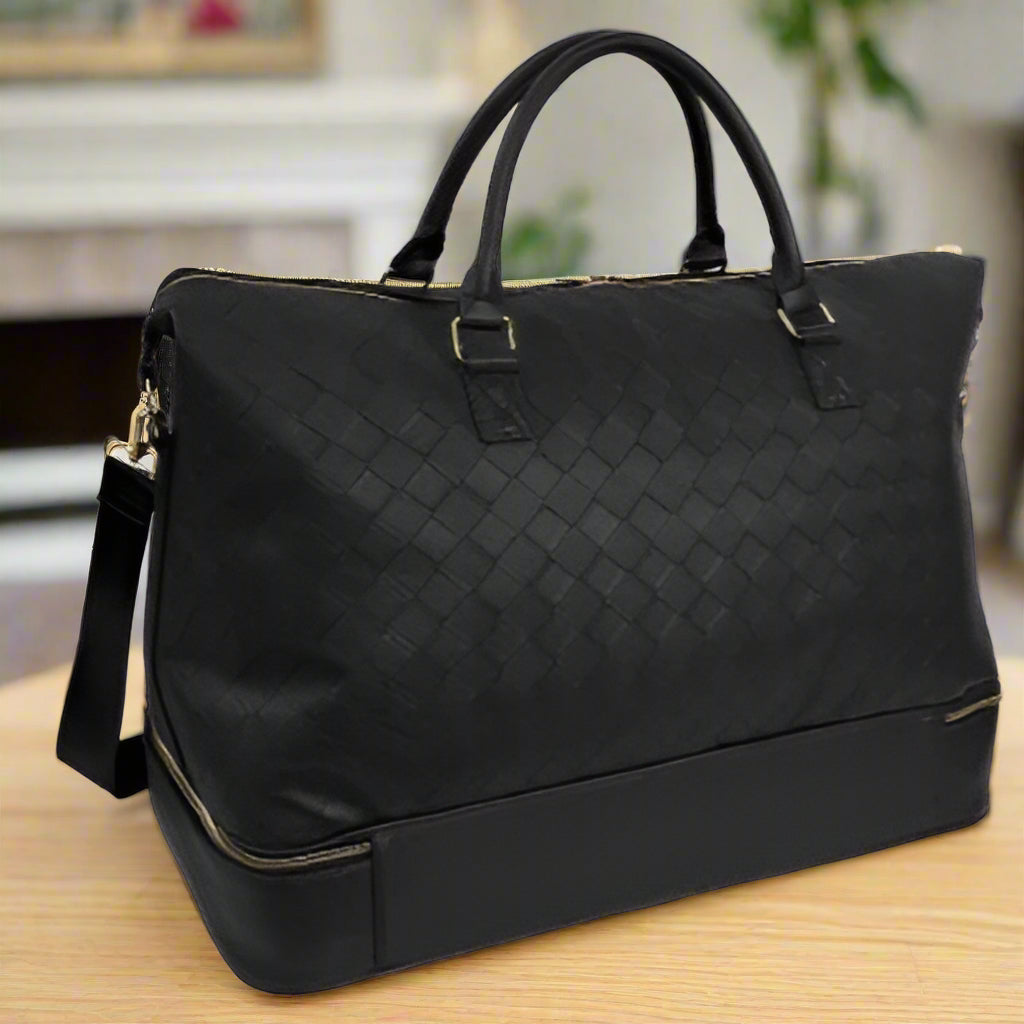 Ellen Tracy Woven Drop Bottom Weekender