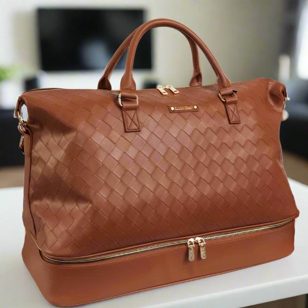 Ellen Tracy Woven Drop Bottom Weekender