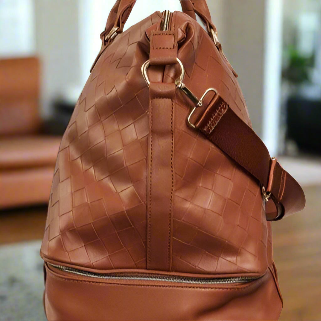 Ellen Tracy Woven Drop Bottom Weekender