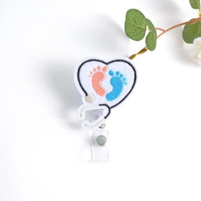 Fuzzy Buddies Baby Feet Badge Reel