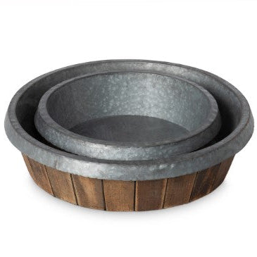 Galvanized Round Wooden Tray - Local Pick Up ONLY