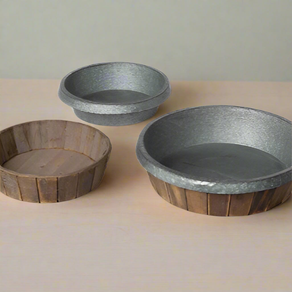 Galvanized Round Wooden Tray - Local Pick Up ONLY