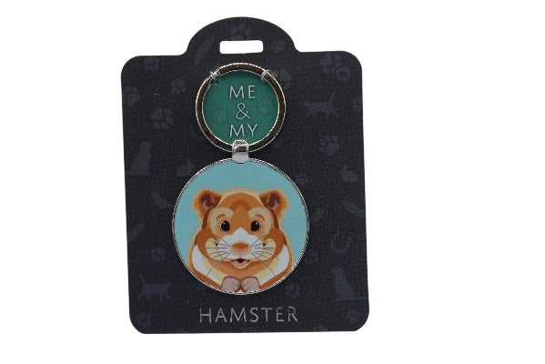 Keychain with a hamster design on a black card with 'ME & MY' text