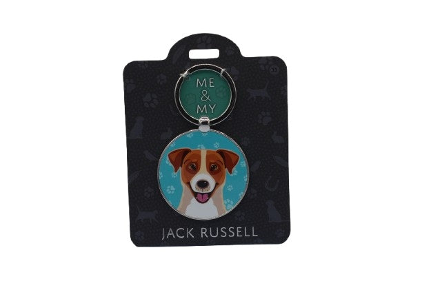 Keychain with Jack Russell Terrier design on a black card with 'ME & MY' text