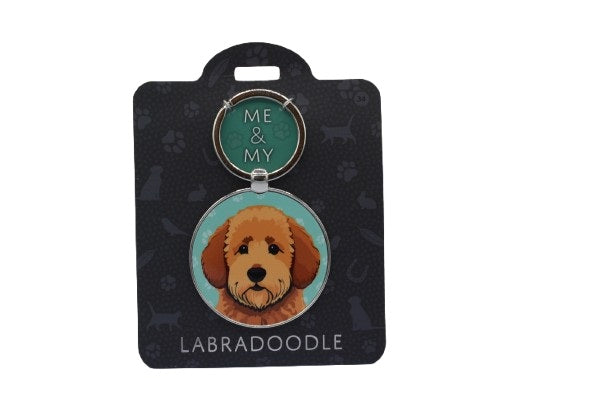Keychain with a Labradoodle design on a black card with 'Me & My' branding.