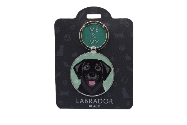 Keychain with black Labrador design on a black card with 'Me & My' branding.