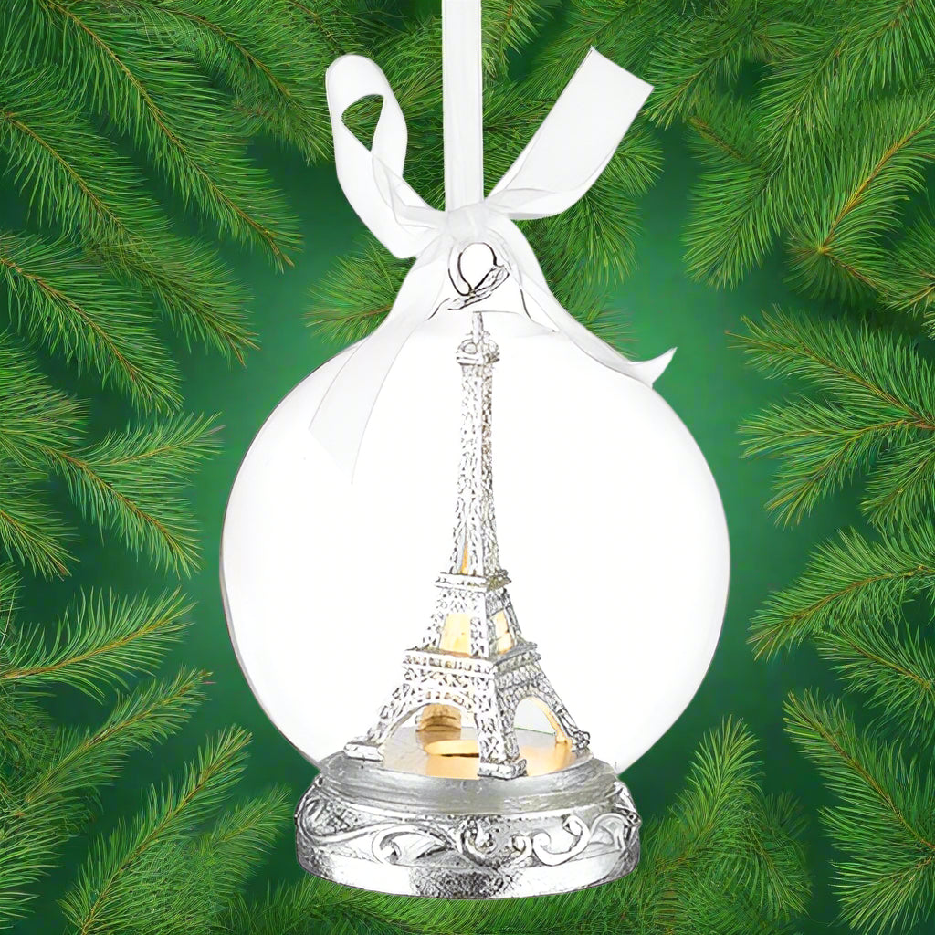 Lighted Eiffel Tower Globe Ornament