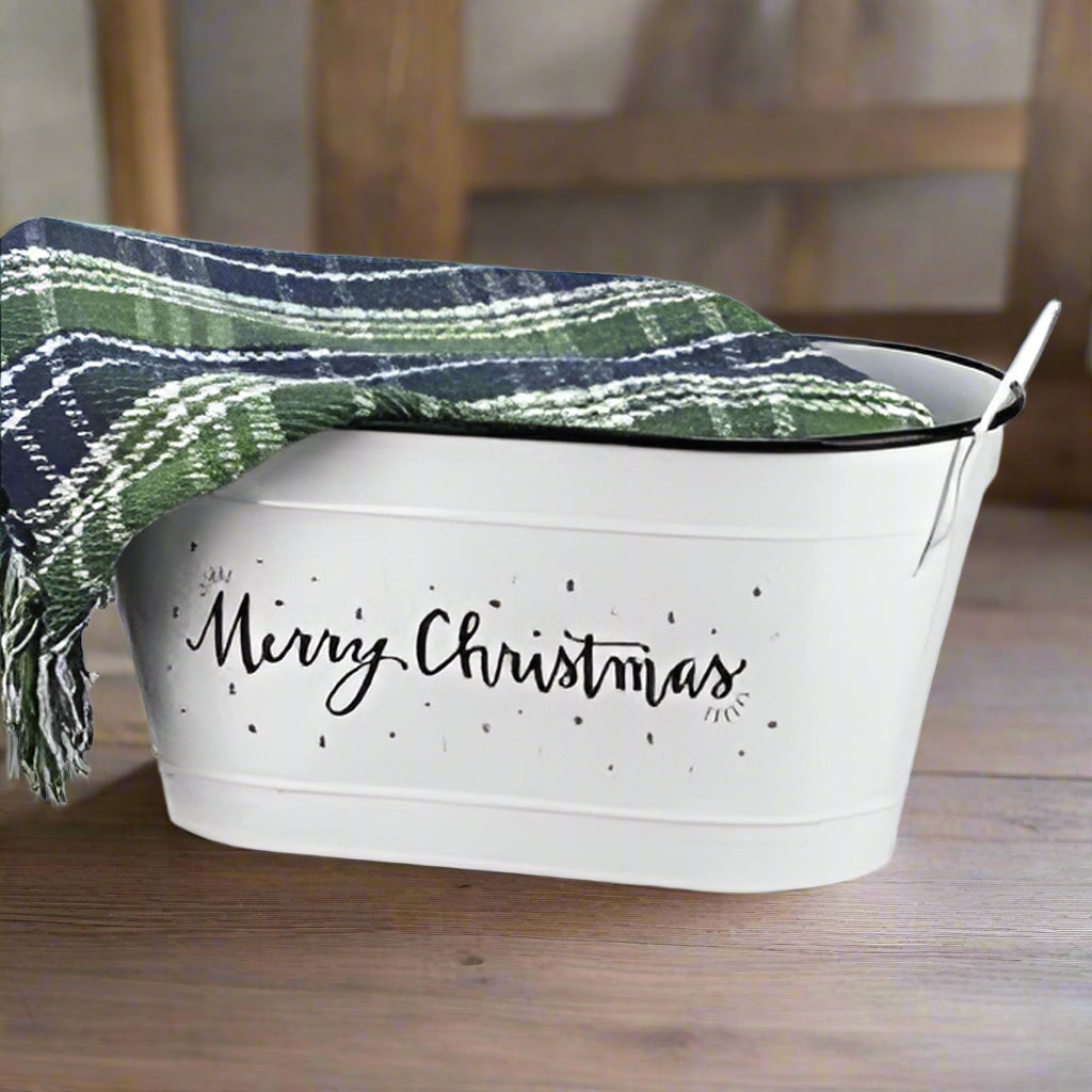 Merry Christmas Metal Bin