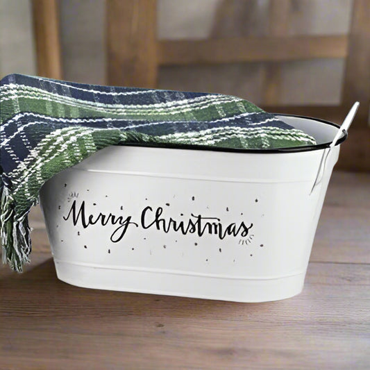 Merry Christmas Metal Bin