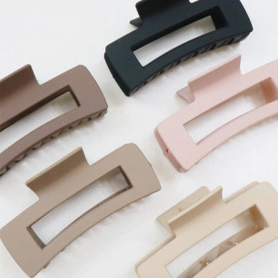 Neutral Color Matte Cut Out Rectangle Hair Claw