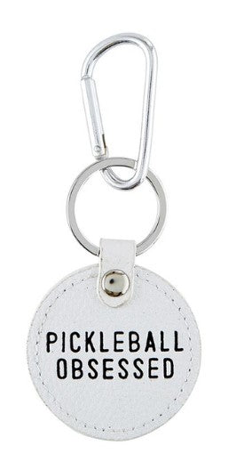 Pickleball Round Leather Keychain