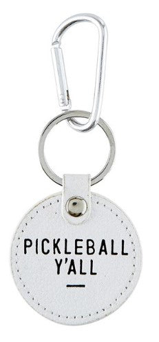 Pickleball Round Leather Keychain