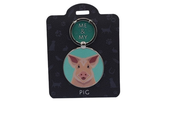 Keychain with pig design on a black card with 'ME & MY' text