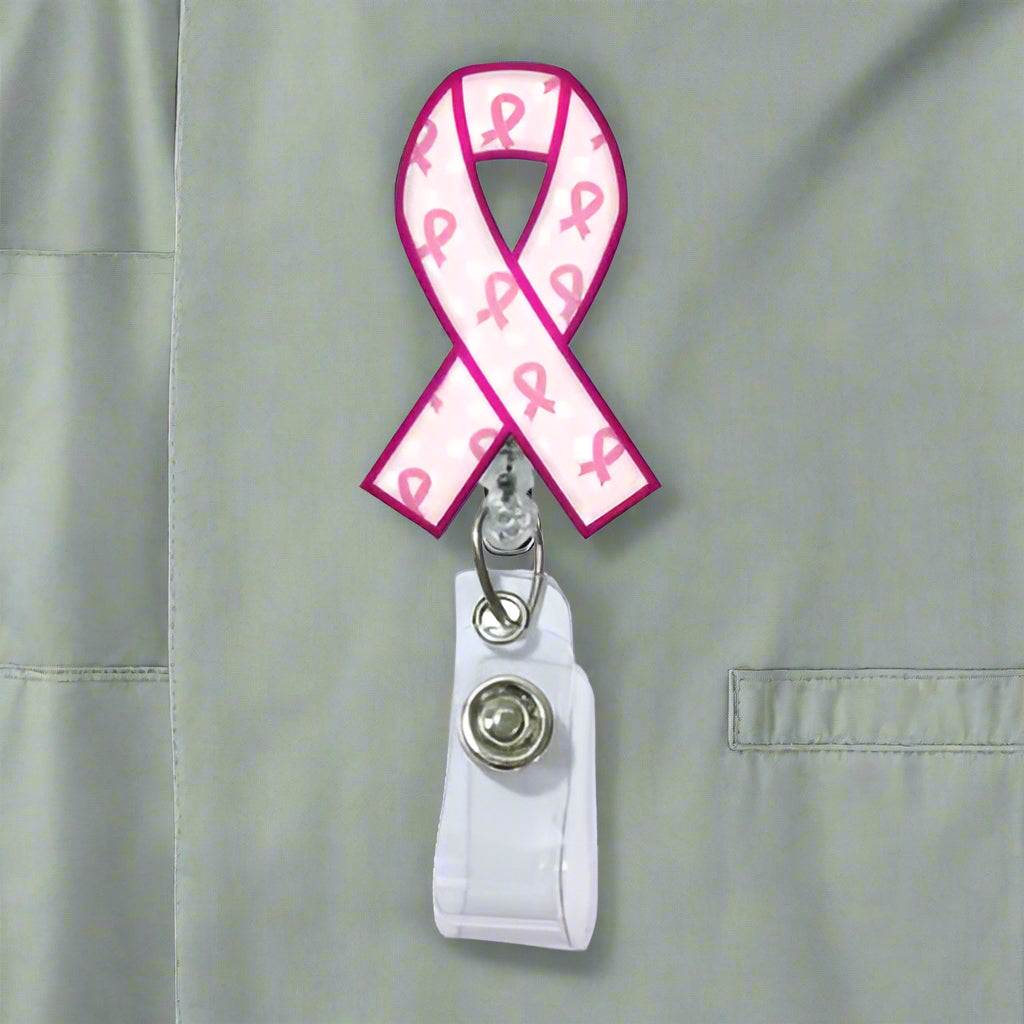 Pink Ribbon Acrylic Badge Reel