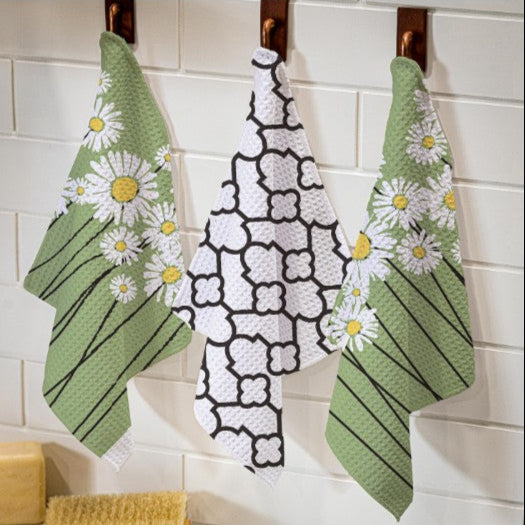 Quick Dry Kitchen Towel & Dish Cloths - Daisy Scape