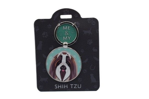 Shih Tzu keychain on a black card with 'Me & My' text