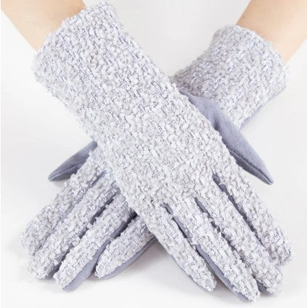 Shimmering Tweed Faux Suede Gloves