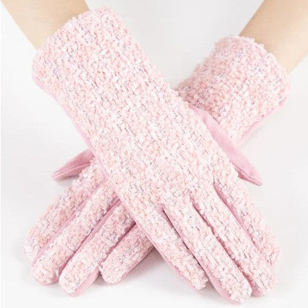 Shimmering Tweed Faux Suede Gloves
