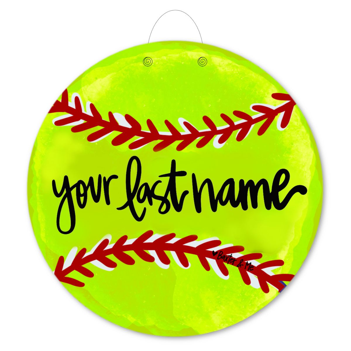 Baxter & Me - Personalized Door Hanger Softball