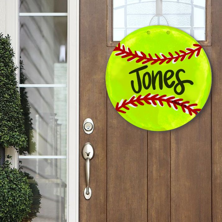 Baxter & Me - Personalized Door Hanger Softball