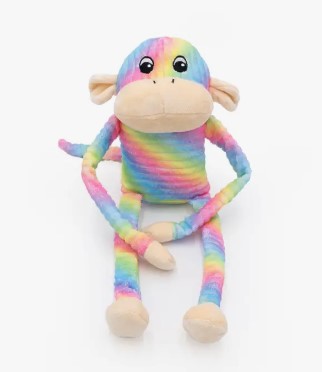 Spencer the Crinkle Monkey Dog Toy - Rainbow