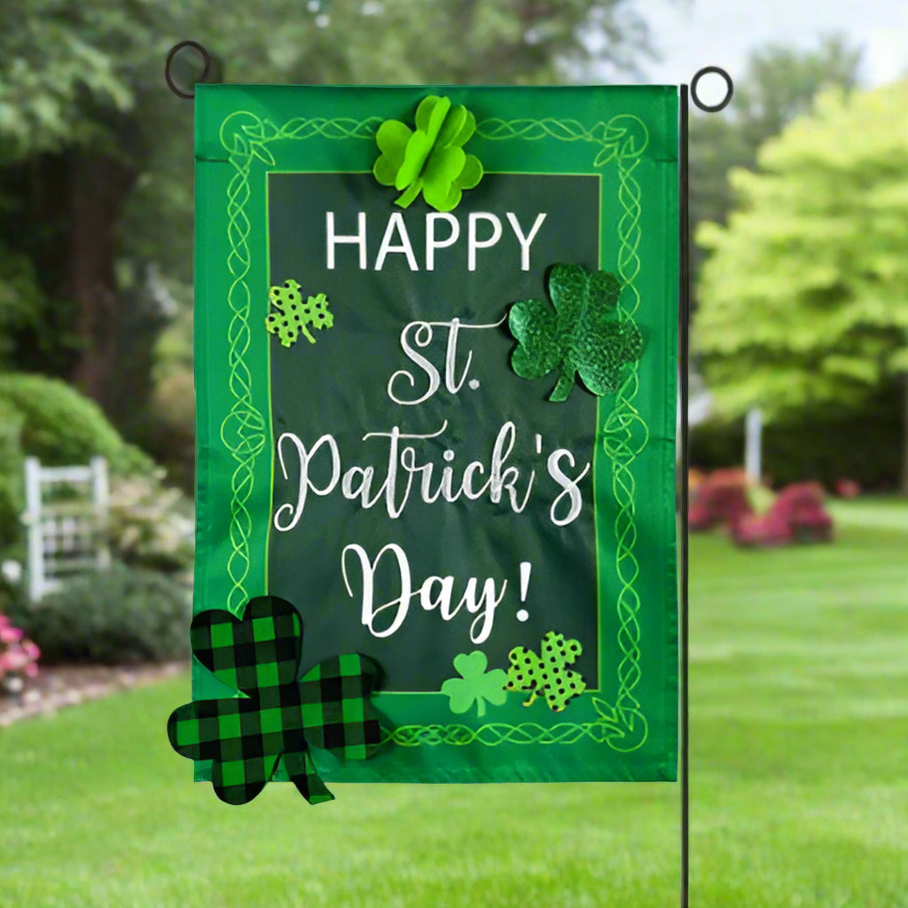 Evergreen Garden Flag - Valentine's Day & St. Patrick's Day