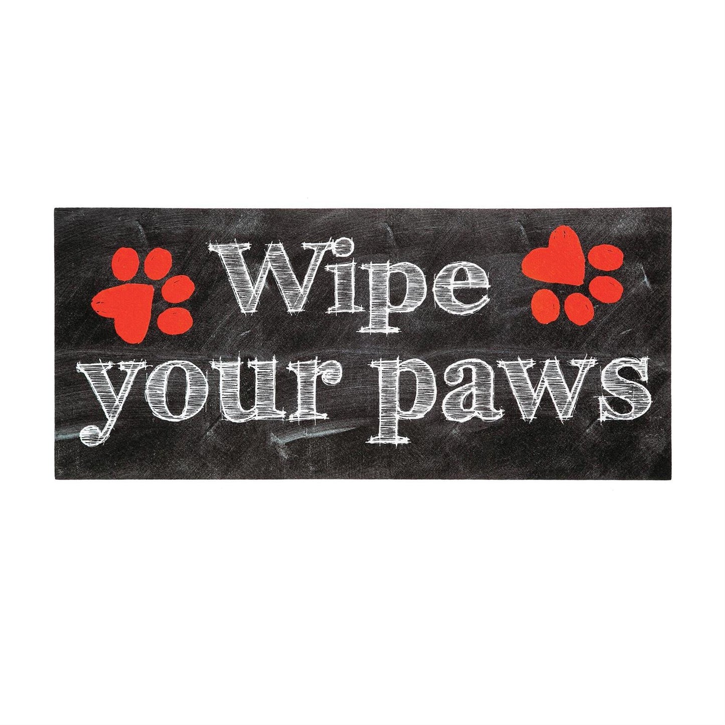 Sassafras Switch Mat with 'Wipe your paws' text on a black background with red paw prints.