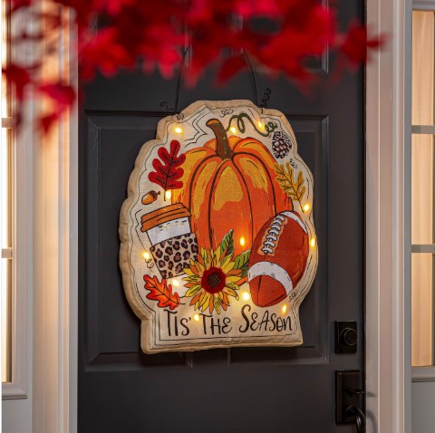 Tis the Season Fall Lighted Door Decor