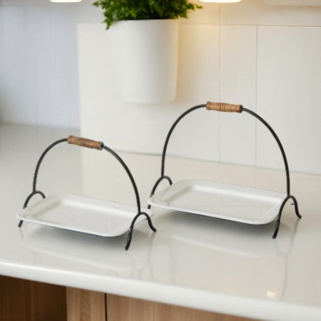 Enamel Serving Tray with Handle