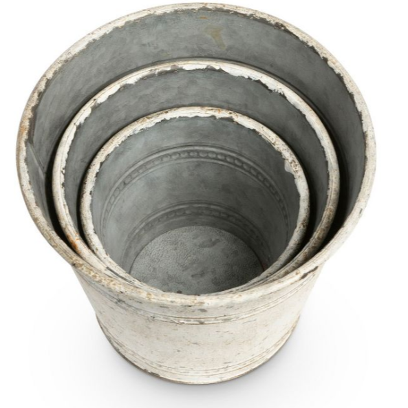 Whitewashed Tin Pot Cover
