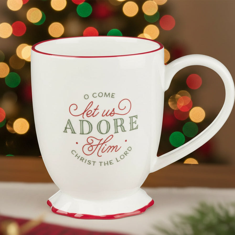 O Come Let Us Adore Him White Ceramic Coffee Mug
