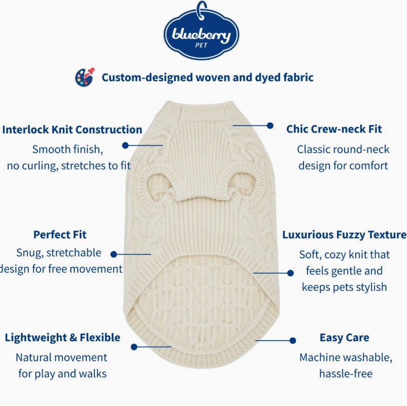 Ivory Fuzzy Yarn Pet Sweater