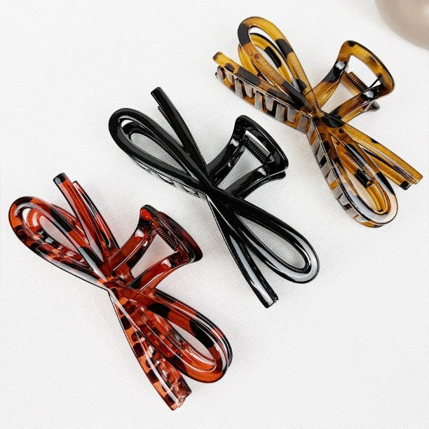 Leopard Jumbo Knotted Bow Hair Clip Claw