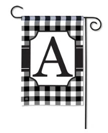 BreezeArt® Garden Flag - Black and White Check Monogram