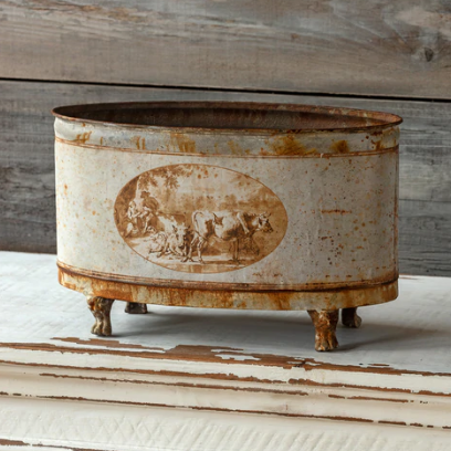 Burnished Pastoral Oblong Tole Container